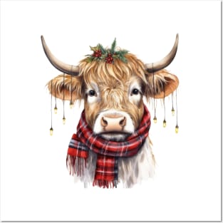 Christmas Highland Cow Posters and Art